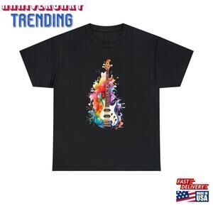 Electric Guitar Watercolor Unisex Heavy Cotton Tee Fashion Music Fan Tshirt